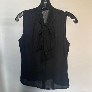 Vintage Sleeveless Secretary Blouse with Pussycat Bow